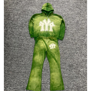 OEM Manufacturer Cotton French Terry Screen Printing Acid Wash Zipper Premium Quality Streetwear Flared Heavyweight Winter - Product Image 2