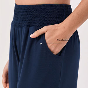 Pantalons de sport d'hiver pour femmes, pantalons de yoga réguliers, taille élastique, jambes larges, deux poches, devant plat, style harem, vêtements de sport - Product Image 5