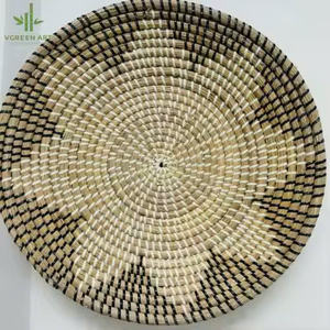 Cesta de pared contemporánea de algas marinas tejidas naturales Glam clásicas, cesta colgante plana, decoración de granja, decoración del hogar VGREENART - Product Image 3