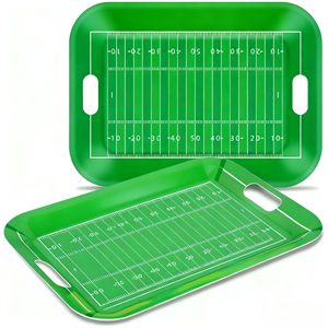 Nampan sepak bola melamin besar 16 inci dengan gagang, piring permainan ramah lingkungan plastik makanan ringan siang - Product Image 1