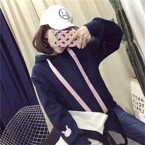 Sudadera con capucha para mujer, con orejas de conejo, Color sólido, Otoño e Invierno - Product Image 2