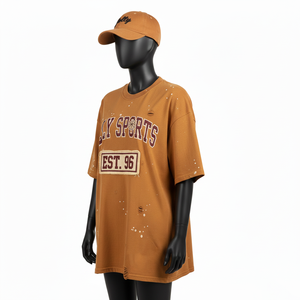 T-shirt oversize vintage pour femme, jersey lourd, tons terre, logo appliqué délavé, t-shirt oversize 100% coton pour femme - Product Image 4