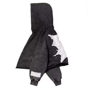 Custom Acid Wash Hoodie Men Vintage Charcoal Sweatshirt Heavyweight Cotton Fleece Cropped Patch Pullover Streetwear Blank - Product Image 4