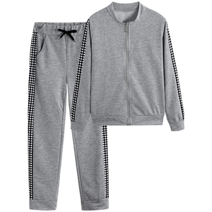 Ropa deportiva informal de otoño e invierno para mujer, conjuntos de dos piezas con cremallera, sudadera femenina y pantalón, chándal empalmado para mujer - Product Image 2