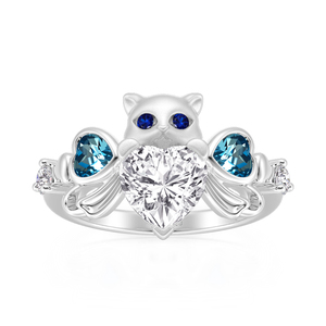 Bague Cœur Nœud Papillon Chat Ouverte en Argent Sterling Plaqué Or Jeulia – Bijou Tendance et Élégant - Product Image 3