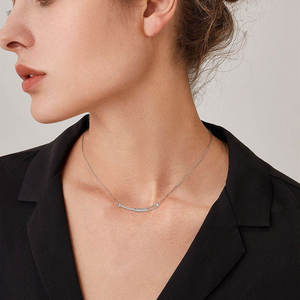 Multi Layer Trendy Link Chain 925 Sterling Silver Brilliant Cut 1.2mm Smile Moissanite Choker Pendant <b>Necklace</b> Birthday Gift - Product Image 4