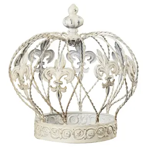 Escultura recubierta de forma de corona blanca, escultura de Metal elegante para decoración del hogar, nuevos adornos, precio al por mayor - Product Image 1