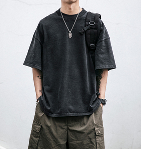 เสื้อยืดผ้าแห้งเร็วสำหรับผู้ชายเสื้อยืดวินเทจผ้าคอตตอนโอเวอร์ไซส์แบบสั่งทำสีและขนาด - Product Image 3