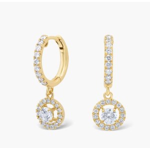 10K oro amarillo oro rosa y oro blanco corte redondo laboratorio cultivado diamante boda pendientes colgantes mujer joyería de moda pendientes de gota - Product Image 2