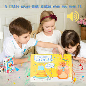 Carte de vœux pop-up créative avec design animé 3D, son et mouvement, thème gâteau <span class=keywords><strong>hamster</strong></span> et rat, pour joyeux anniversaire, avec carte de message et enveloppe - Product Image 1