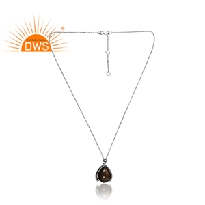 สร้อยคอจี้อัญมณีออบซิเดียนสีเงินธรรมชาติดีไซน์ใหม่สำหรับผู้หญิงเครื่องประดับที่ออกแบบได้เองของขวัญสำหรับผู้หญิงสำหรับผู้หญิง - Product Image 1