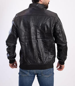 Para los hombres al por mayor chaquetas personalizadas con cierre de cremallera de moda de alta calidad de los hombres chaqueta de motorista OEM logotipo personalizado de cuero genuino - Product Image 3