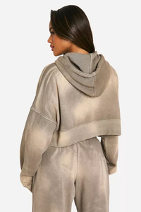 Sweat à capuche zippé surdimensionné de haute qualité avec logo personnalisé pour femmes en coton épais col rond Style de rue délavé à l'acide sweat-shirt zippé unisexe - Product Image 3