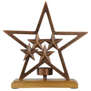 Modern Silver Metal Christmas Tree <b>Tea</b> <b>Light</b> <b>Candle</b> Holder With Wooden Base Handcrafted Home Table Centerpiece Festive Decor - Product Image 5