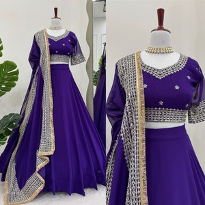 Wholesale Heavy Embroidered Bridal Lehenga Choli Set for Parties Includes <b>Flared</b> <b>Skirt</b> Fitted Blouse Dupatta Summer Celebrations - Product Image 3