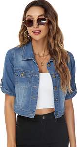 แจ็กเก็ตยีนส์มีกระดุมปิดสำหรับผู้หญิงเสื้อผ้าใหม่สำหรับฤดูหนาวเสื้อแจ็คเก็ตยีนส์ออกแบบได้ตามต้องการสำหรับผู้หญิงฤดูใบไม้ร่วง - Product Image 4