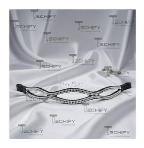 Diadema Premium Curva de Cristal para Caballos, Cuero Negro, Doble Hilera de Diamantes de Imitación, Cómoda, Duradera, Color Personalizable, Arnés - Product Image 1