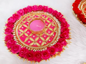 Portavelas de candelita redondo floral hecho a mano para decoración de Diwali, REGALOS FESTIVOS y acento de mesa elegante - Product Image 3