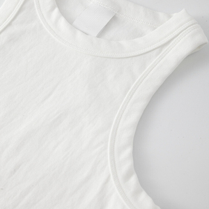 OEM Custom Pure Cotton Cropped Tank <b>Top</b> Women's Slim Heavyweight Wash T-shirt Women's Elastic Short Sleeveless Bottom Shirt - Product Image 4