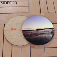Sous-verre rond en MDF vierge de 20 cm certifié CARB P2 EN71, avec dos en liège de 4 mm, personnalisable par sublimation, pour presse à chaud, MDFSUB