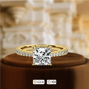 Anillo de Compromiso de Oro Amarillo de 14k con Diamante Cultivado en Laboratorio, Corte Princesa de 1CT, Certificado IGI, Regalo de Aniversario - Product Image 2