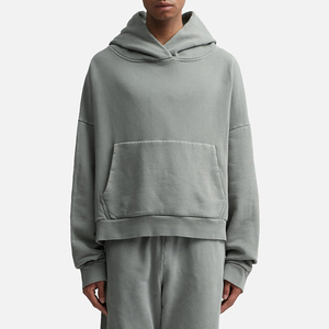 custom hoodies <b>men's</b> 100% cotton oversized drop shoulder streetwear heavyweight <b>pullover</b> blank vintage wash crop hoodie <b>for</b> <b>men</b> - Product Image 5