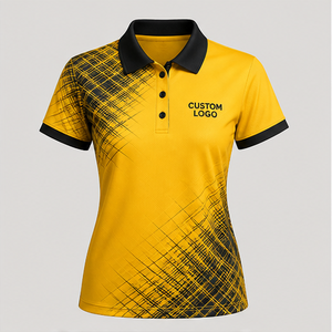 Polo Personalizado para Mujer con Diseño Abstracto en Amarillo y Negro, de Secado Rápido, Transpirable, Manga Corta, Uniforme para Golf, Tenis o Equipo, WPS-0872 - Product Image 3