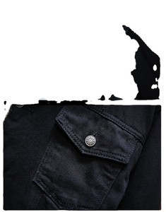 <b>Men's</b> Autumn <b>Linen</b> Lined Denim <b>Jacket</b> Warm Standard Cowboy Jean Coat Fashion Outerwear in Black Blue Plus Size 6XL Stand Collar - Product Image 6