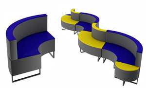 S-Shaped Arrangement Hexagon Pouf Set (5-Piece) <b>Faux</b> <b>Leather</b> Modular Seating - Product Image 2