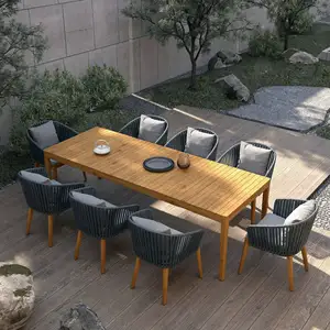 Mobilier de cour extérieur scandinave-Combinaison de table à manger en rotin et de chaises pour les loisirs sur la terrasse, anti-corrosifs