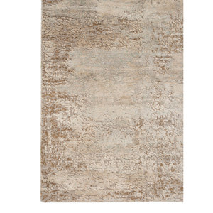 Alfombra de Lana y Seda Entropy Ivory Anudada a Mano Esh-1523 con Patrón Abstracto para Sala de Estar, Pasillo, Entrada, Rectángulo Tipo Rompecabezas para Adolescentes - Product Image 4