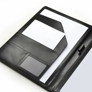 Logo de présentation de dossiers papier A4 A5 personnalisés acceptés en gros Sac à documents en cuir PU Couverture de livre en cuir - Product Image 3