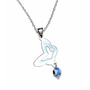 Collier Papillon Œil Turc en Or 14K avec Zircon Blanc et Diamant, Monture Sertie en Argent Sterling 925, Plaqué Rhodium, Chaîne Maille Forçat, Tendance - Product Image 3