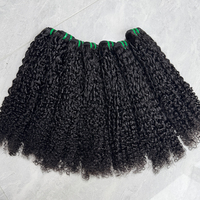 Extensiones de Cabello Humano Virgen Vietnamita Rizado Pixie, Negras Naturales, Rizos Cortos y Apretados, Doble Trama, Puntas Completas, para Coser y Hacer Pelucas