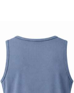 Débardeur sans manches bleu clair personnalisé pour homme, col rond, coton et polyester, veste de sport décontractée, vêtements d'été, fabricant personnalisé - Product Image 5