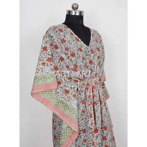 Estampado floral coreano con cuello en V elegante caftán corto de algodón cubrir verano playa 100% algodón encaje decoración cintura Natural - Product Image 4