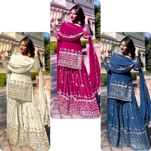 ชุดปาร์ตี้ดีไซน์เนอร์เสื้อสุดฮาราพร้อม Dupatta งานปักเลื่อมและงานแฟนซี - Product Image 5