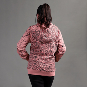 Wholesale <b>Women</b> Pink Zipper Hoodie with <b>Black</b> Dots Screen Printed Casual Fashion Hooded Sweatshirt Custom Logo OEM - Product Image 5