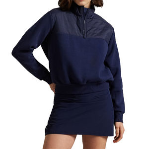 Premium Quilted Panel Fleece Mockneck <b>Sweatshirt</b> Custom <b>Women's</b> Cotton Blend Warm Stand Front Winter/Spring/Autumn Pullover - Product Image 1