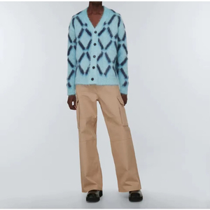 Suéter de Punto Jacquard Afelpado con Botones, Cárdigan de Manga Larga Extra Grande para Hombre, de Alta Calidad, con Logotipo Personalizado para Invierno, OEM/ODM - Product Image 6