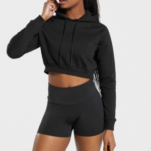 Streetwear Women's Cropped Fleece Hoodie Wholesale Custom Print Logo Long Sleeves Women Crop <b>Top</b> Hoodie Sweatshirt for Girls - Product Image 1