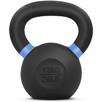 Kettlebell en fonte massif KUNGFU, revêtement poudré noir, 2-48 kg, pour musculation, vente en gros directe usine Chine, modèle moderne