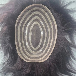 Lace PU Hair Toupee <b>Wig</b> for <b>Men</b>-Indian Remy Hair Prosthesis with Natural Wave & Kinky Straight Styles 40-80g Weight - Product Image 1