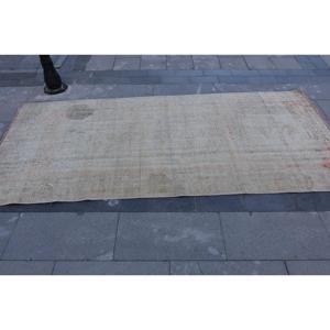 พรมวินเทจสไตล์ตุรกี ขนาด 3.8x8.6 ฟุต พรมขนสัตว์ลายตารางสีเทาแดง - Product Image 3