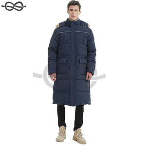 Abrigo largo de plumón para hombre, Maxi chaqueta acolchada gruesa, Parka de plumón azul marino de longitud completa, ropa de abrigo cálida para invierno - Product Image 5