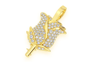 Pendentif en argent sterling 925 entièrement serti de diamants, design rose, fait à la main, bijoux de mode en moissanite, pendentif floral pour femmes - Product Image 4