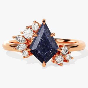 Bague de mariage tendance en argent sterling 925 pour femme, style bohème, avec pierre de soleil et pavé de pierres précieuses, cadeau fait main - Product Image 4