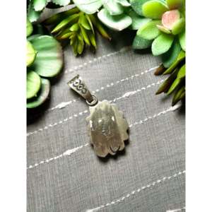 Bob Becenti Religious Style Pendant Palomino Variscite & Sterling <b>Silver</b> with Bezel Setting Anchor Pattern <b>Charm</b> Jewelry - Product Image 5