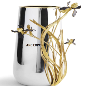 Florero de aluminio de color negro de diseño estándar florero de hoja blanca y oro pulido con espejo de aspecto nuevo antiguo para la venta superior - Product Image 3