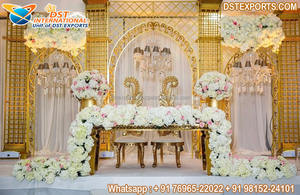 Décoration de scène de réception de mariage chrétienne étincelante, chandeliers en métal impressionnants pour la scène, métal créatif chrétien - Product Image 2